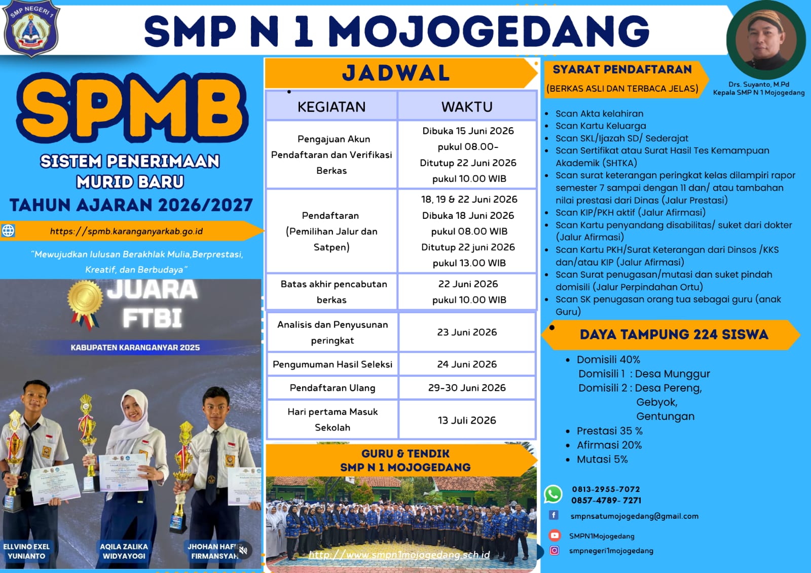 SPMB SMP N 1 Mojogedang tahun 2026